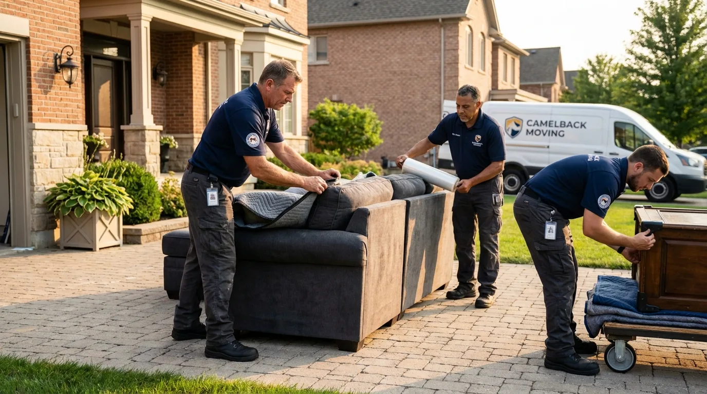 Large estate moving crew wrapping furniture in Duchesne, UT